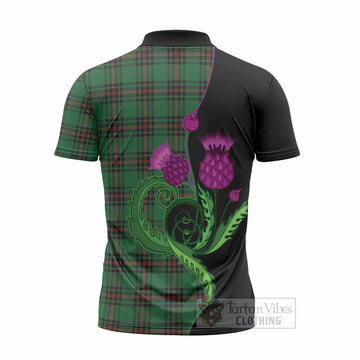 Kirkaldy Tartan Zipper Polo Shirt Traditional Scottish Thistle