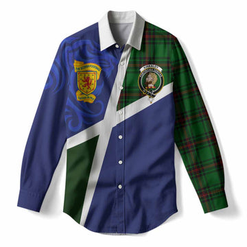Kirkaldy The Scottish Football Crest Women Casual Shirt Lion-Tartan Army