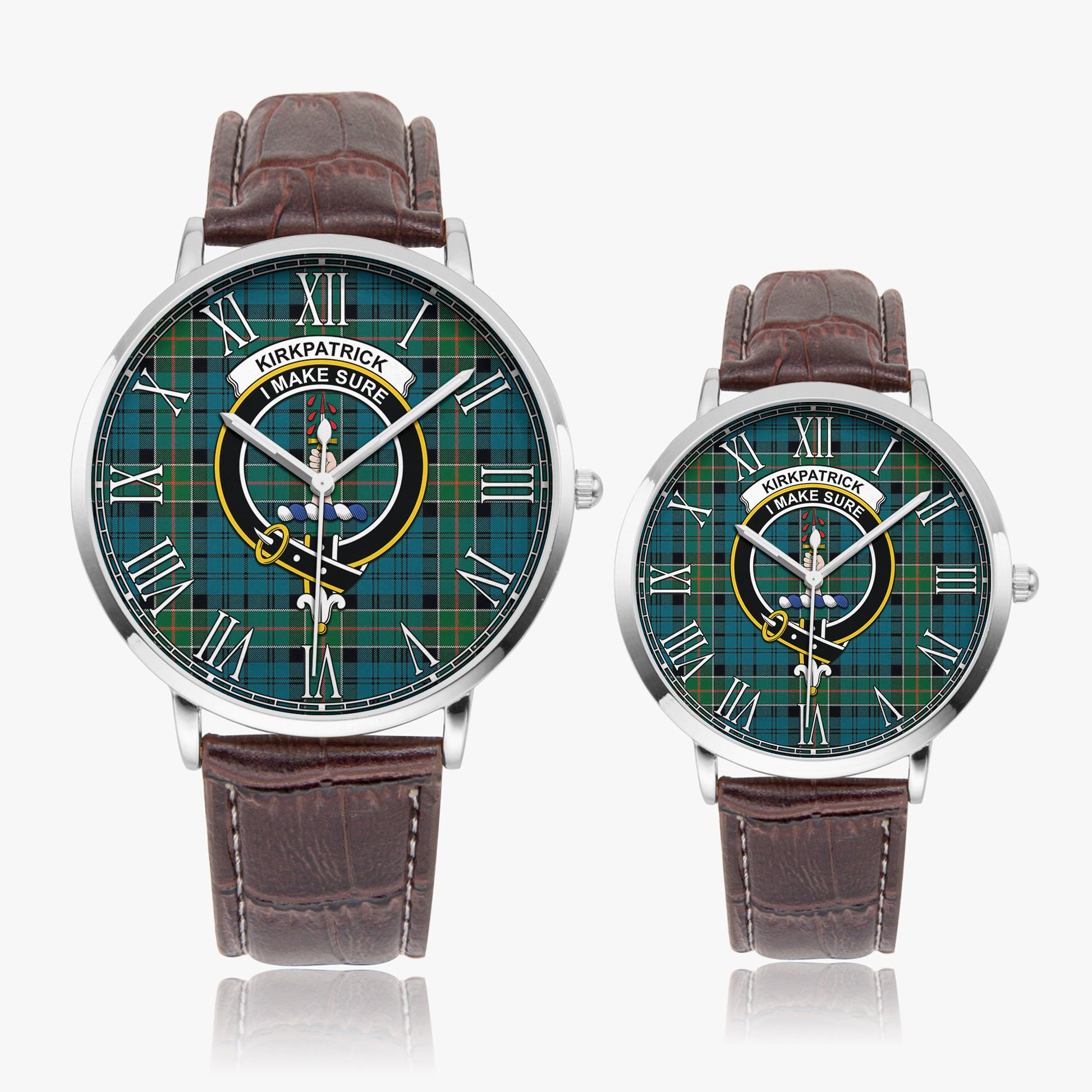 Kirkpatrick Tartan Family Crest Leather Strap Quartz Watch - Tartanvibesclothing
