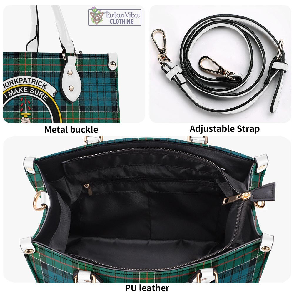 Tartan Vibes Clothing Kirkpatrick Tartan Luxury Leather Handbags with Family Crest