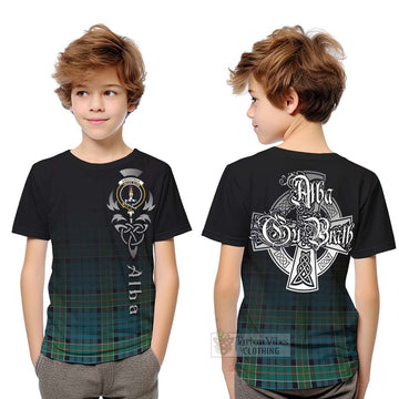 Tartan Vibes Clothing Kirkpatrick Tartan Kid T-Shirt Featuring Alba Gu Brath Family Crest Celtic Inspired