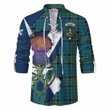 Kirkpatrick Tartan Family Crest Ghillie Kilt Shirt Scottish Thistle Celtic Inspired