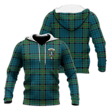 Kirkpatrick Tartan Knitted Hoodie with Family Crest