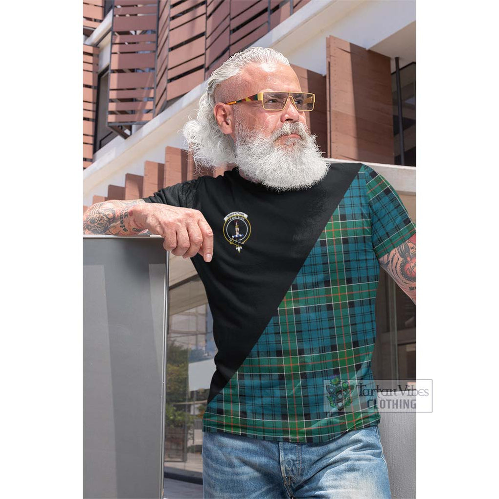 Tartan Vibes Clothing Kirkpatrick Tartan Cotton T-shirt with Family Crest and Military Logo Style