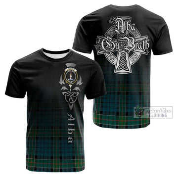 Tartan Vibes Clothing Kirkpatrick Tartan Cotton T-shirt Featuring Alba Gu Brath Family Crest Celtic Inspired