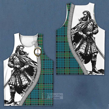 Tartan Vibes Clothing Kirkpatrick Tartan Clan Crest Men's Tank Top with Highlander Warrior Celtic Style