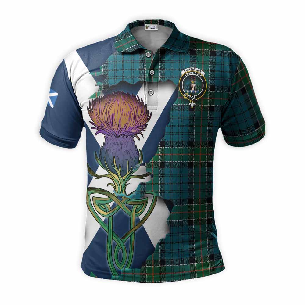 Tartan Vibes Clothing Kirkpatrick Tartan Family Crest Polo Shirt Scottish Thistle Celtic Inspired