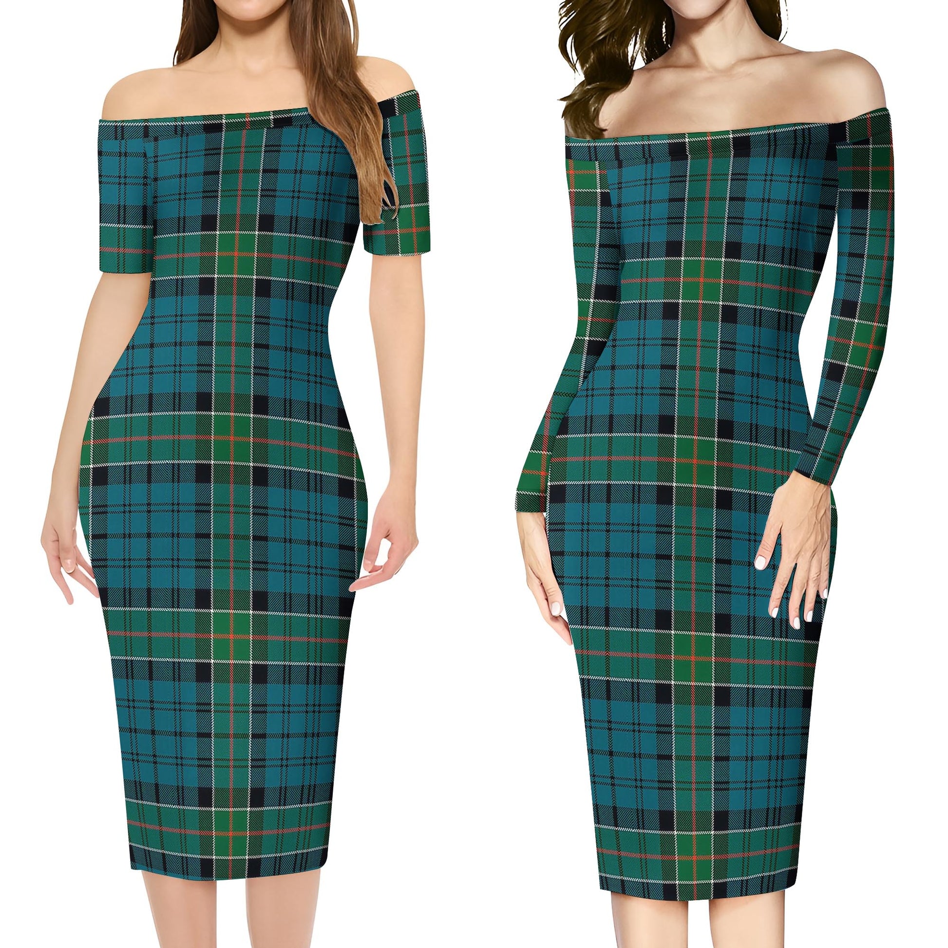 Kirkpatrick Tartan Off Shoulder Lady Dress Women's Dress - Tartanvibesclothing