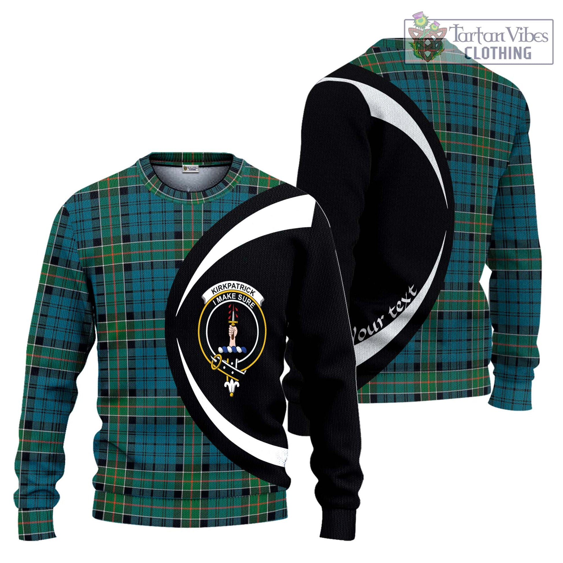 Kirkpatrick Tartan Ugly Sweater with Family Crest Circle Style Unisex - Tartan Vibes Clothing