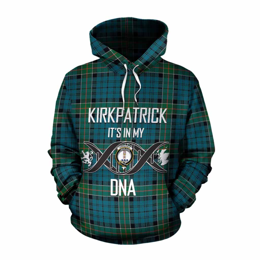 Tartan Vibes Clothing Kirkpatrick Tartan Cotton Hoodie with Family Crest DNA In Me Style