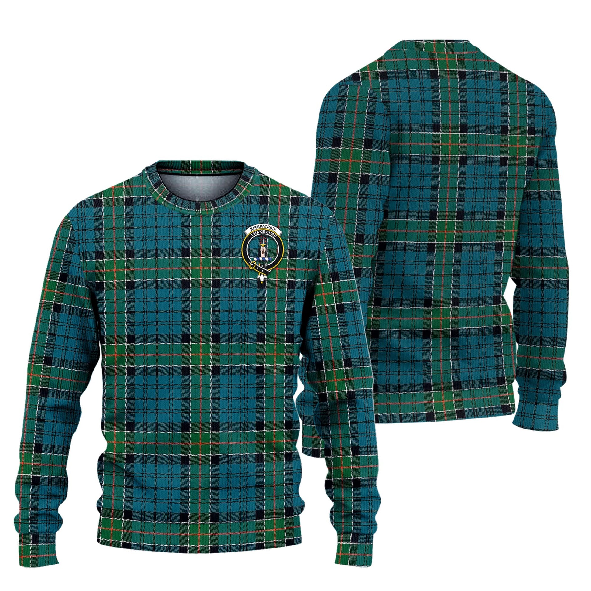 Kirkpatrick Tartan Knitted Sweater with Family Crest Unisex - Tartanvibesclothing