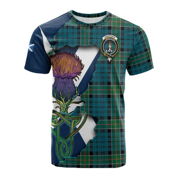 Tartan Vibes Clothing Kirkpatrick Tartan Family Crest Cotton T-shirt Scottish Thistle Celtic Inspired
