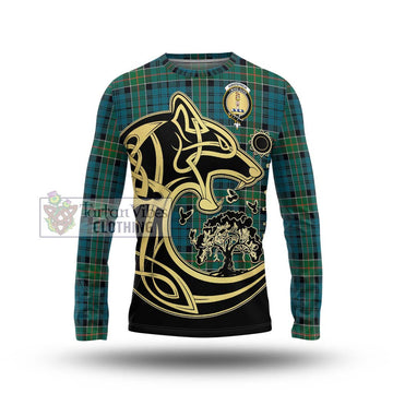 Kirkpatrick Tartan Long Sleeve T-Shirt with Family Crest Celtic Wolf Style Unisex - Tartan Vibes Clothing