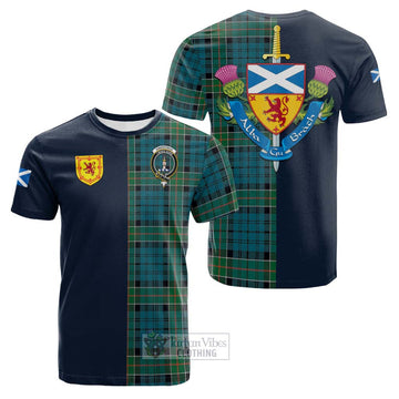 Tartan Vibes Clothing Kirkpatrick Tartan Cotton T-shirt with Scottish Lion Royal Arm Half Style