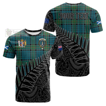 Tartan Vibes Clothing Kirkpatrick Crest Tartan Cotton T-shirt with New Zealand Silver Fern Half Style