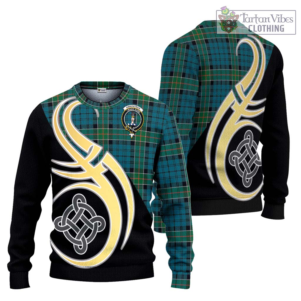 Kirkpatrick Tartan Knitted Sweater with Family Crest and Celtic Symbol Style Unisex - Tartan Vibes Clothing