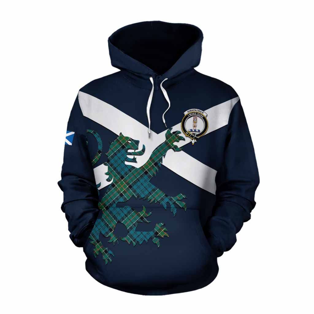 Tartan Vibes Clothing Kirkpatrick Tartan Lion Rampant Cotton Hoodie Proudly Display Your Heritage with Alba Gu Brath and Clan Name