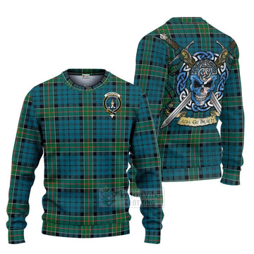 Kirkpatrick Tartan Ugly Sweater with Family Crest Celtic Skull Style