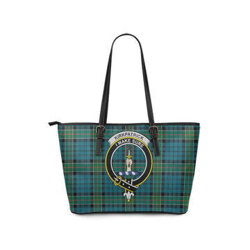 Kirkpatrick Tartan Leather Tote Bag with Family Crest
