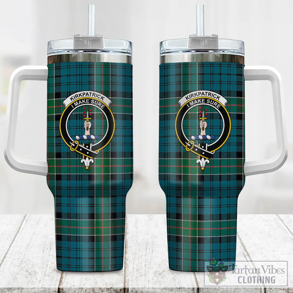 Tartan Vibes Clothing Kirkpatrick Tartan and Family Crest Tumbler with Handle