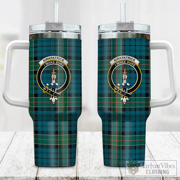 Tartan Vibes Clothing Kirkpatrick Tartan and Family Crest Tumbler with Handle