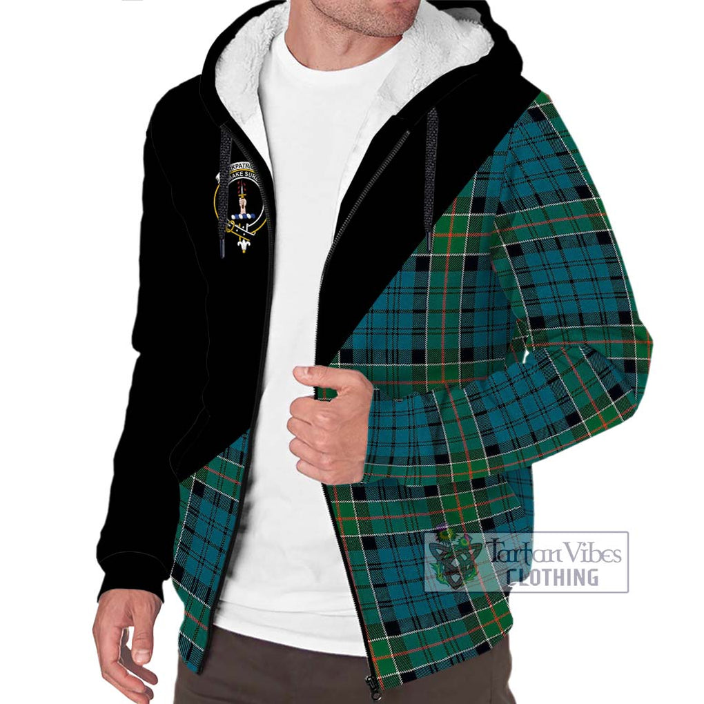 Kirkpatrick Tartan Sherpa Hoodie with Family Crest and Military Logo Style Unisex S - Tartanvibesclothing Shop