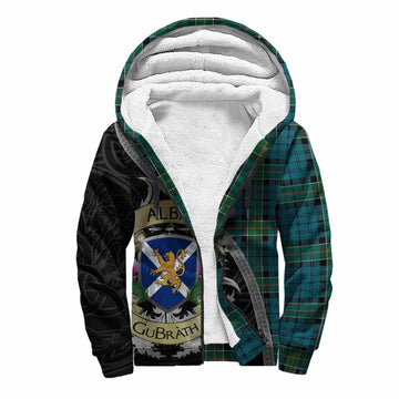 Kirkpatrick Tartan Family Crest Sherpa Hoodie Lion Rampant Royal Thistle Shield Celtic Inspired