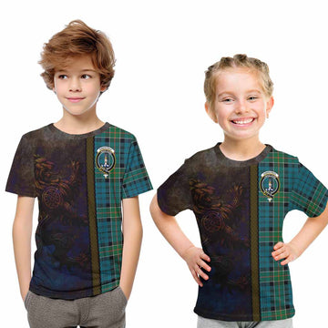 Kirkpatrick Tartan Family Crest Kid T-Shirt Alba Gu Brath Be Brave Lion Ancient Style