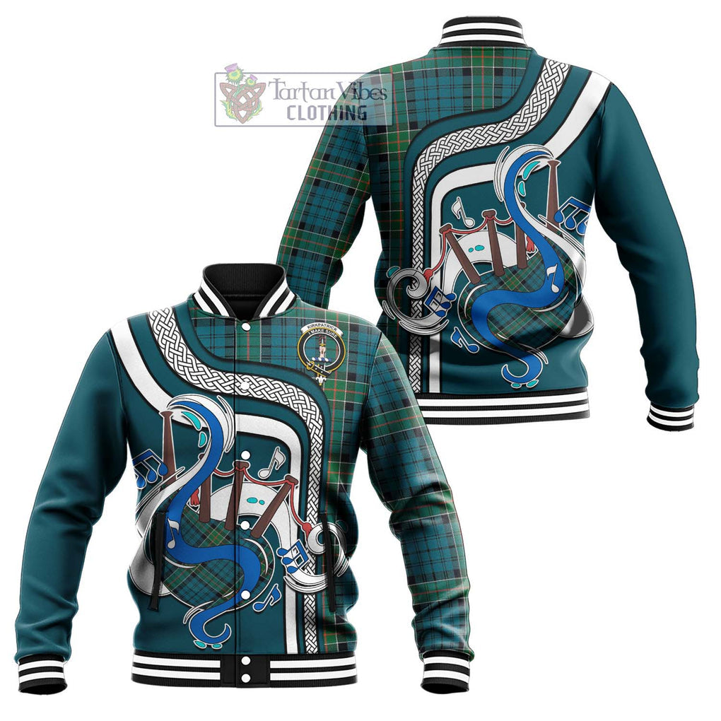 Tartan Vibes Clothing Kirkpatrick Tartan Baseball Jacket with Epic Bagpipe Style