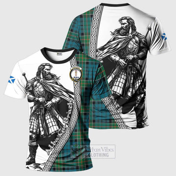 Tartan Vibes Clothing Kirkpatrick Tartan Clan Crest T-Shirt with Highlander Warrior Celtic Style