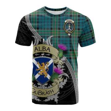 Tartan Vibes Clothing Kirkpatrick Tartan Family Crest Cotton T-shirt Lion Rampant Royal Thistle Shield Celtic Inspired