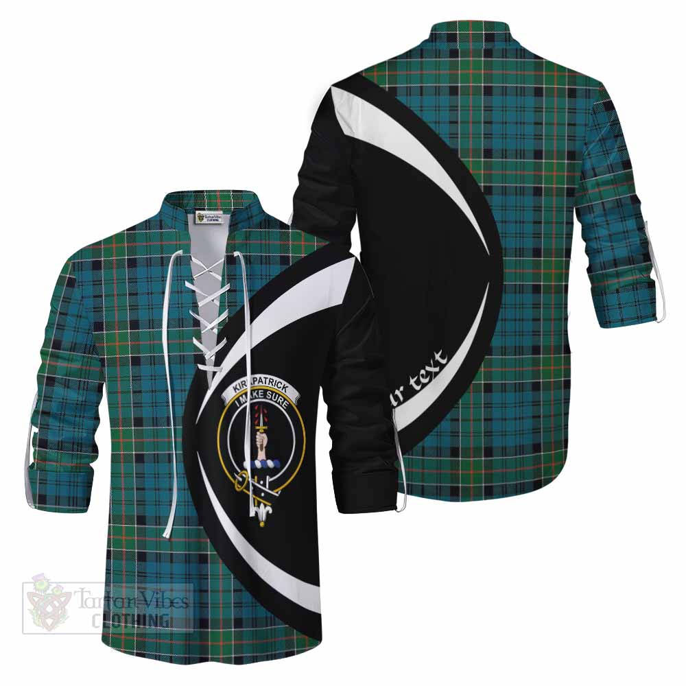 Tartan Vibes Clothing Kirkpatrick Tartan Ghillie Kilt Shirt with Family Crest Circle Style