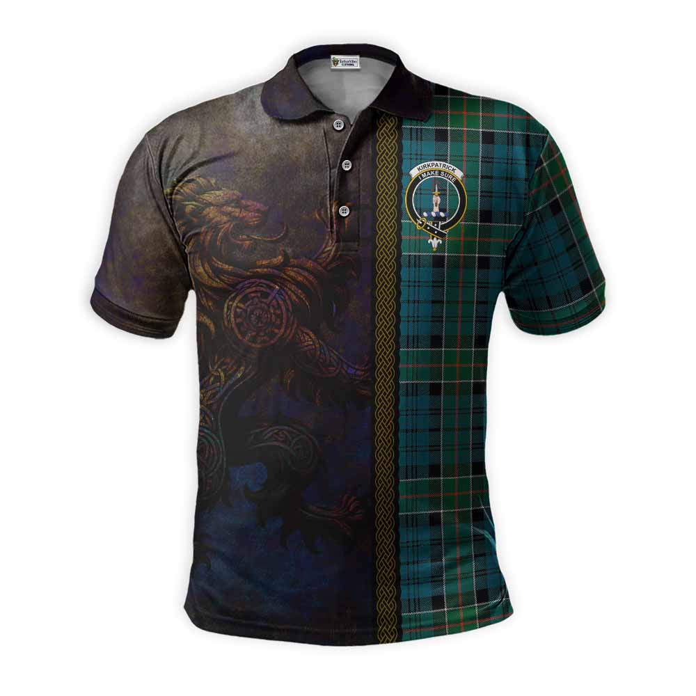 Tartan Vibes Clothing Kirkpatrick Tartan Family Crest Polo Shirt Alba Gu Brath Be Brave Lion Ancient Style