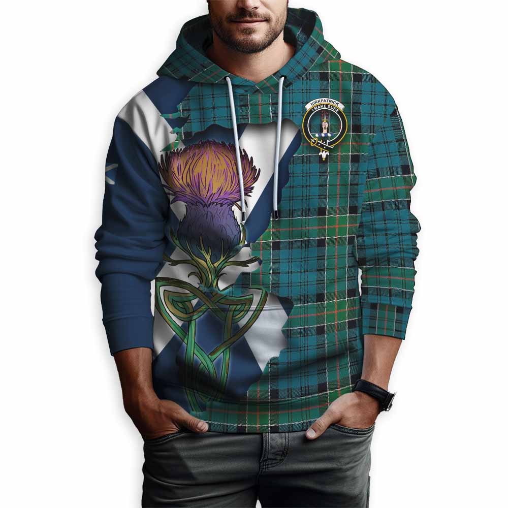 Tartan Vibes Clothing Kirkpatrick Tartan Family Crest Hoodie Scottish Thistle Celtic Inspired