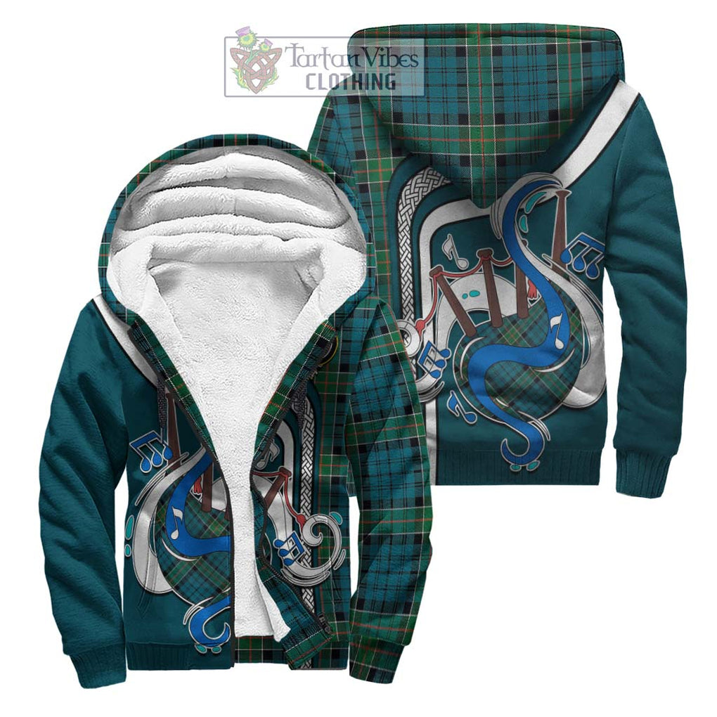Kirkpatrick Tartan Sherpa Hoodie with Epic Bagpipe Style Unisex S - Tartanvibesclothing Shop