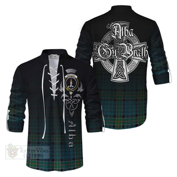Tartan Vibes Clothing Kirkpatrick Tartan Ghillie Kilt Shirt Featuring Alba Gu Brath Family Crest Celtic Inspired