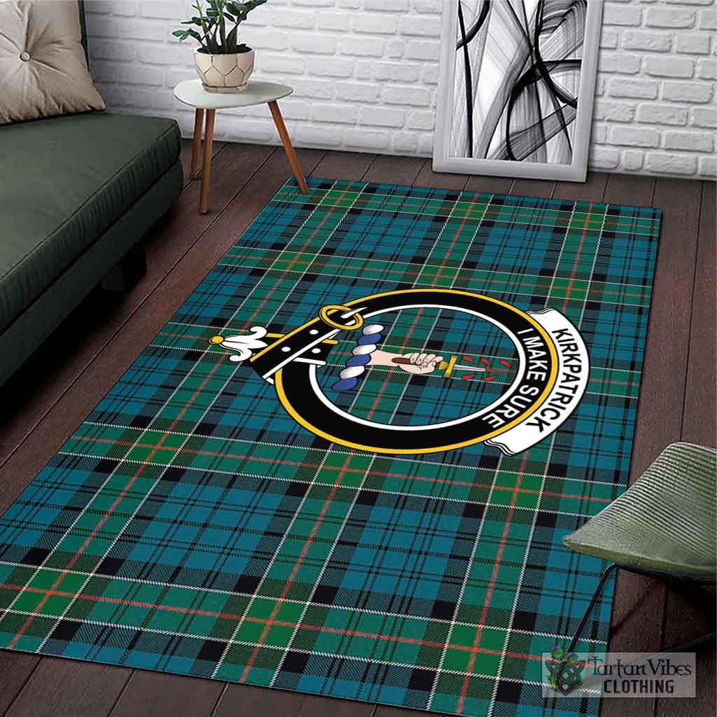 Tartan Vibes Clothing Kirkpatrick Tartan Area Rug with Family Crest