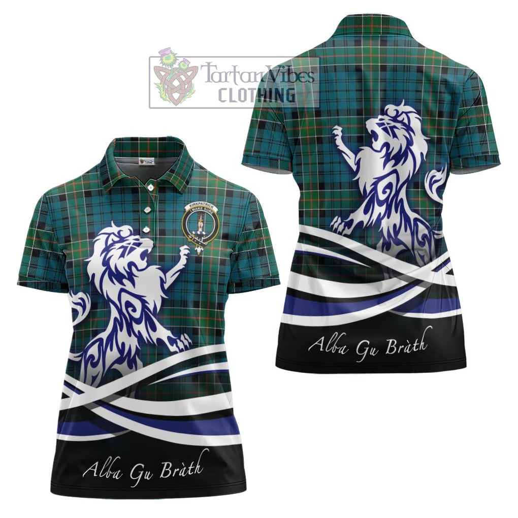 Kirkpatrick Tartan Women's Polo Shirt with Alba Gu Brath Regal Lion Emblem Women - Tartanvibesclothing Shop
