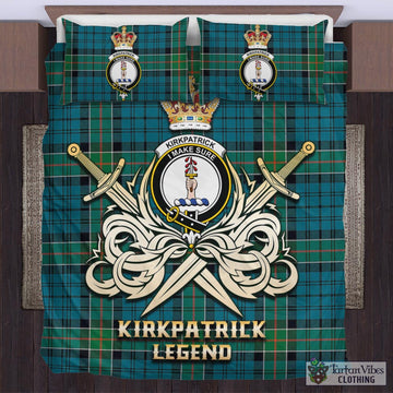 Kirkpatrick Tartan Bedding Set with Clan Crest and the Golden Sword of Courageous Legacy