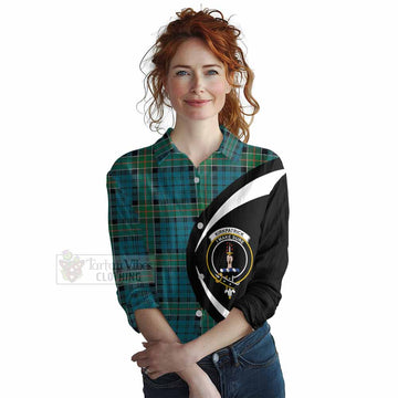 Tartan Vibes Clothing Kirkpatrick Tartan Women's Casual Shirt with Family Crest Circle Style