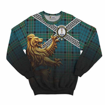 Kirkpatrick Crest Tartan Sweatshirt with Golden Lion Emblem Celtic Style