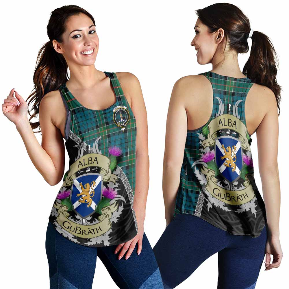 Tartan Vibes Clothing Kirkpatrick Tartan Family Crest Women's Racerback Tanks Lion Rampant Royal Thistle Shield Celtic Inspired