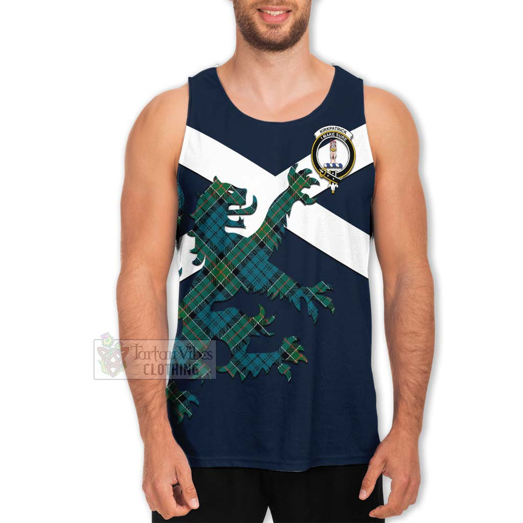 Tartan Vibes Clothing Kirkpatrick Tartan Lion Rampant Men's Tank Top – Proudly Display Your Heritage with Alba Gu Brath and Clan Name