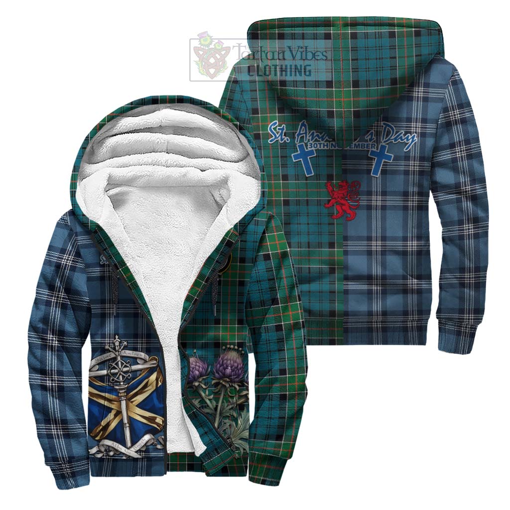 Tartan Vibes Clothing Kirkpatrick Tartan Sherpa Hoodie Happy St. Andrew's Day Half Tartan Style