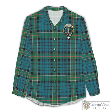 Tartan Vibes Clothing Kirkpatrick Tartan Womens Casual Shirt with Family Crest