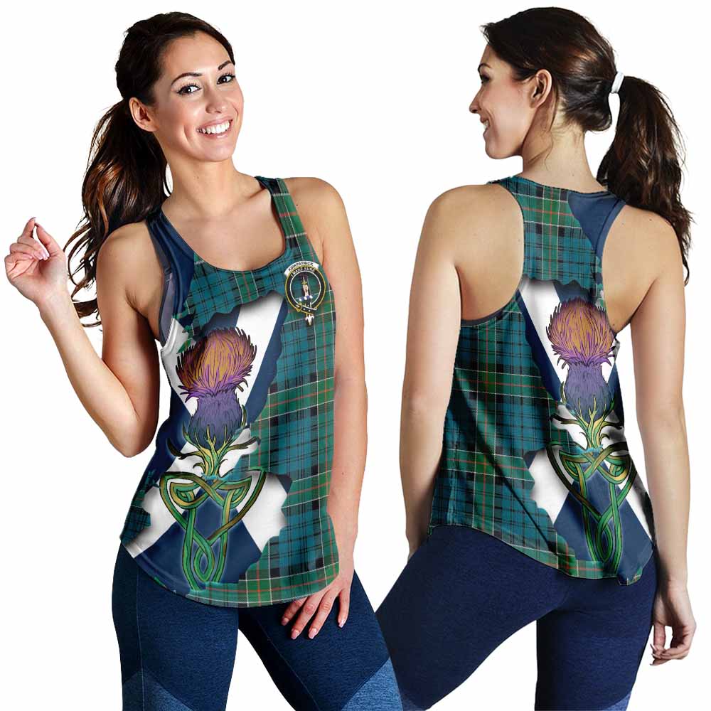Tartan Vibes Clothing Kirkpatrick Tartan Family Crest Women's Racerback Tanks Scottish Thistle Celtic Inspired