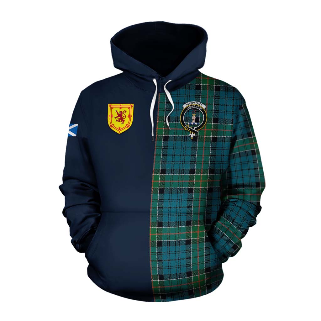 Kirkpatrick Tartan Cotton Hoodie Alba with Scottish Lion Royal Arm Half Style Pullover Hoodie XS - Tartan Vibes Clothing