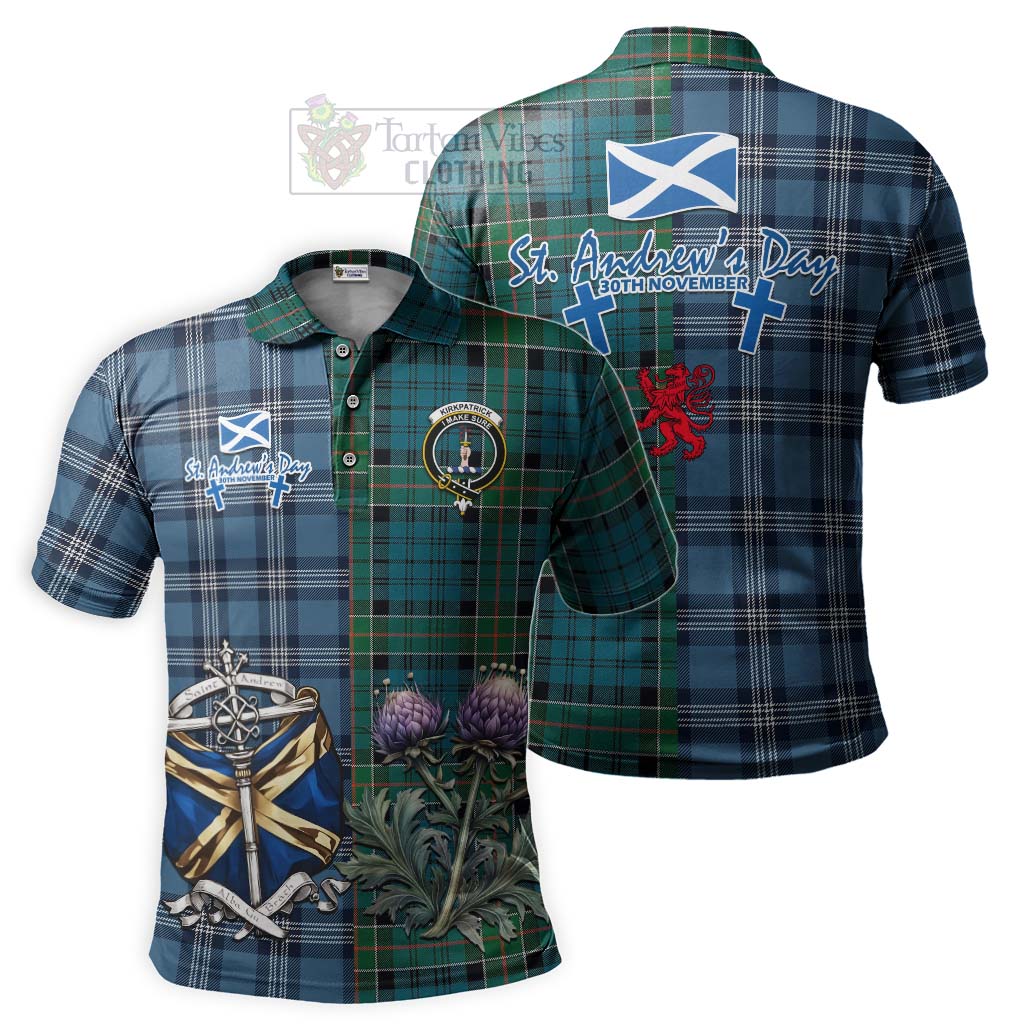 Tartan Vibes Clothing Kirkpatrick Tartan Polo Shirt Happy St. Andrew's Day Half Tartan Style