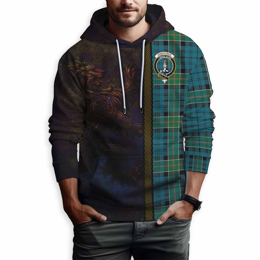 Tartan Vibes Clothing Kirkpatrick Tartan Family Crest Hoodie Alba Gu Brath Be Brave Lion Ancient Style