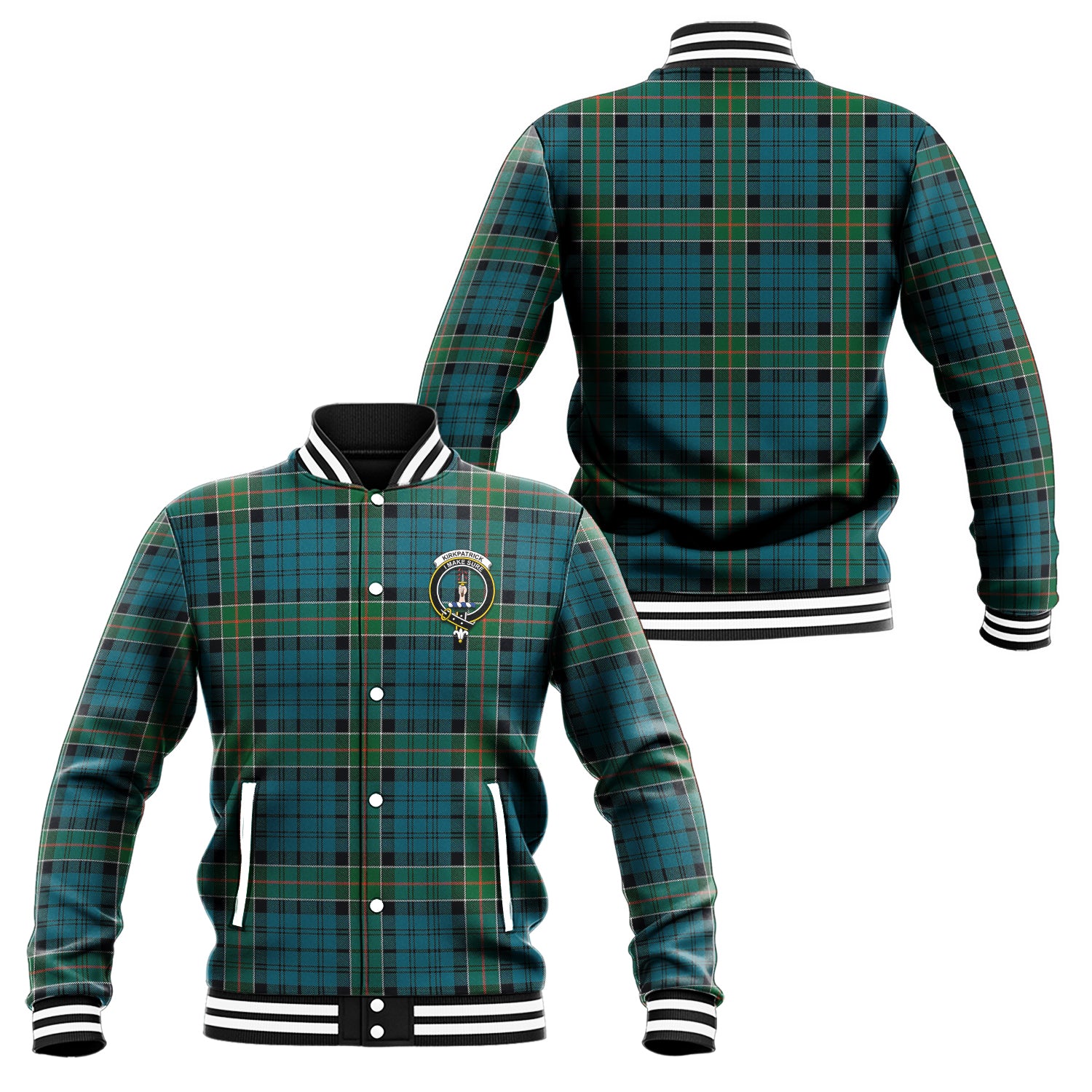 Kirkpatrick Tartan Baseball Jacket with Family Crest Unisex - Tartan Vibes Clothing